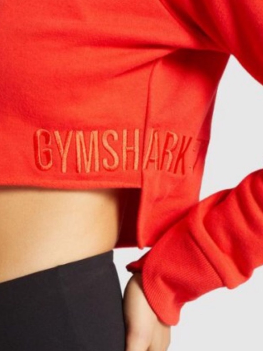 Gymshark Primary Cropped Hoodie Cut-Out Pullover Sweatshirt Top Pop Red Small S - Picture 2 of 10